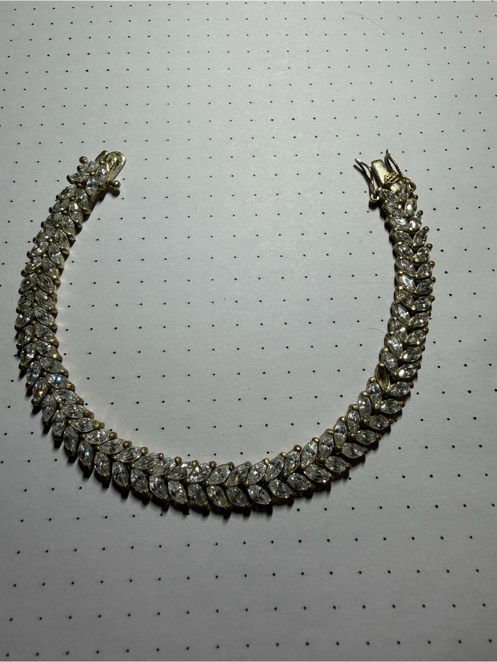 Silver 925 Cubic Zirconia Marquis Cut Double Row Cluster Tennis Bracelet